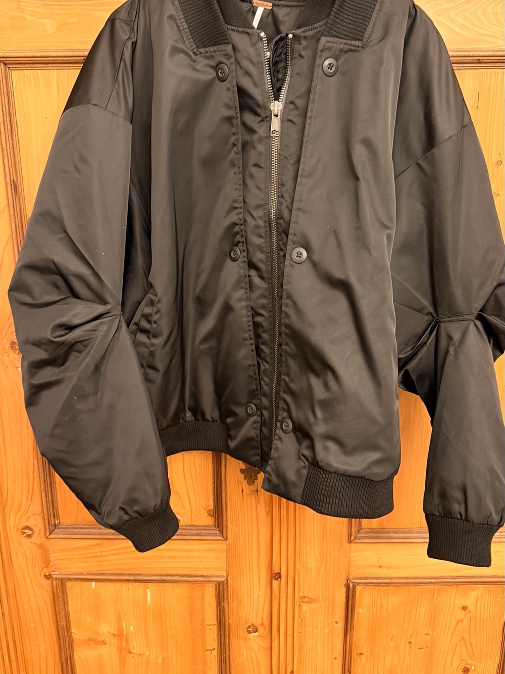 Free People Black Bomber Jacket